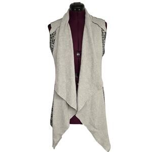 Women's Mystree Two Tone Gray Open Sweater Vest Cardigan | Size Large